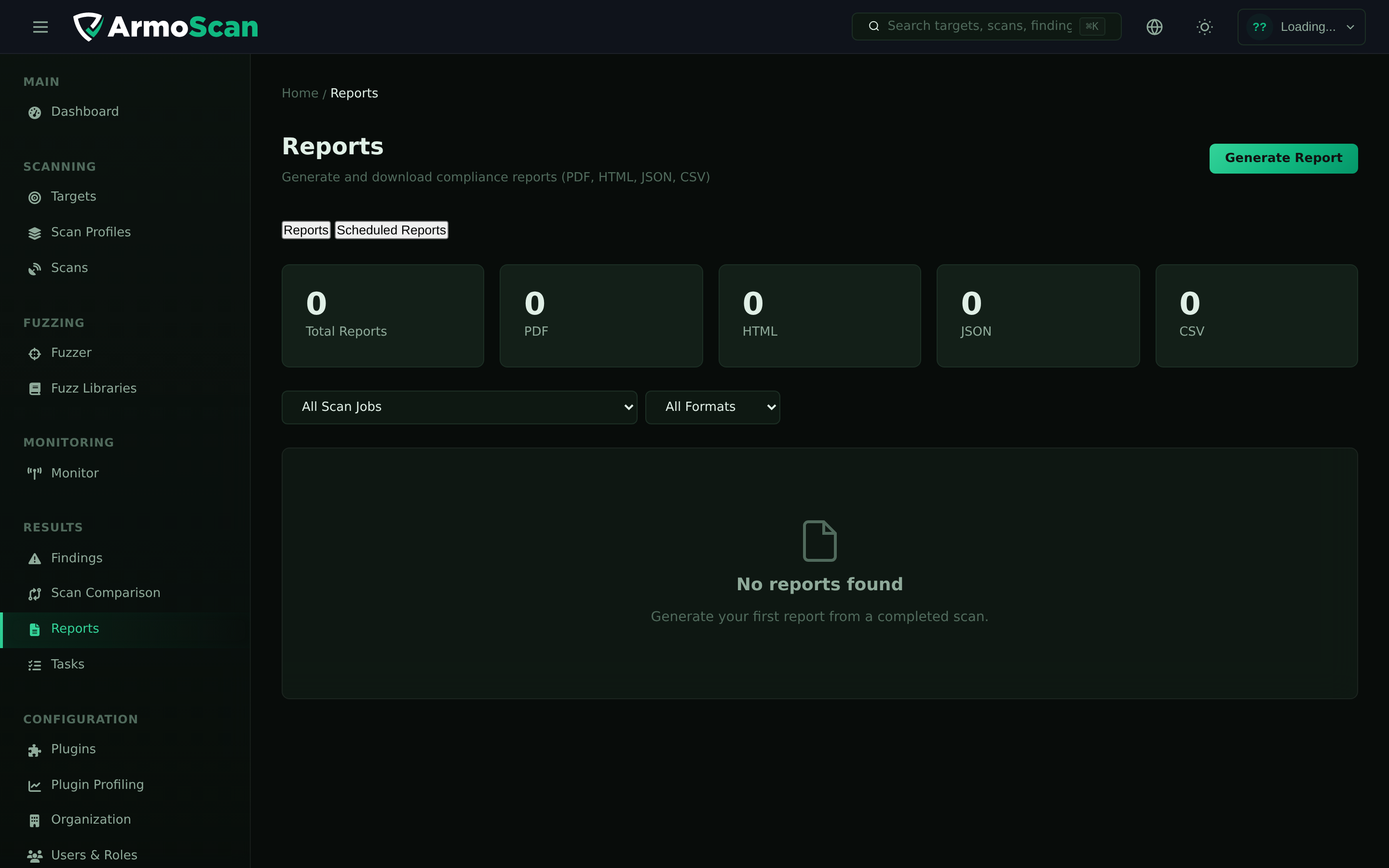 ArmoScan — compliance reporting